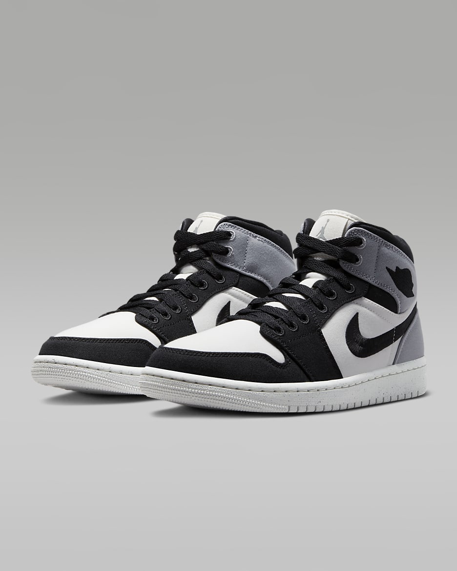 Air Jordan 1 Mid SE Women's Shoes - Sail/Light Steel Grey/Black