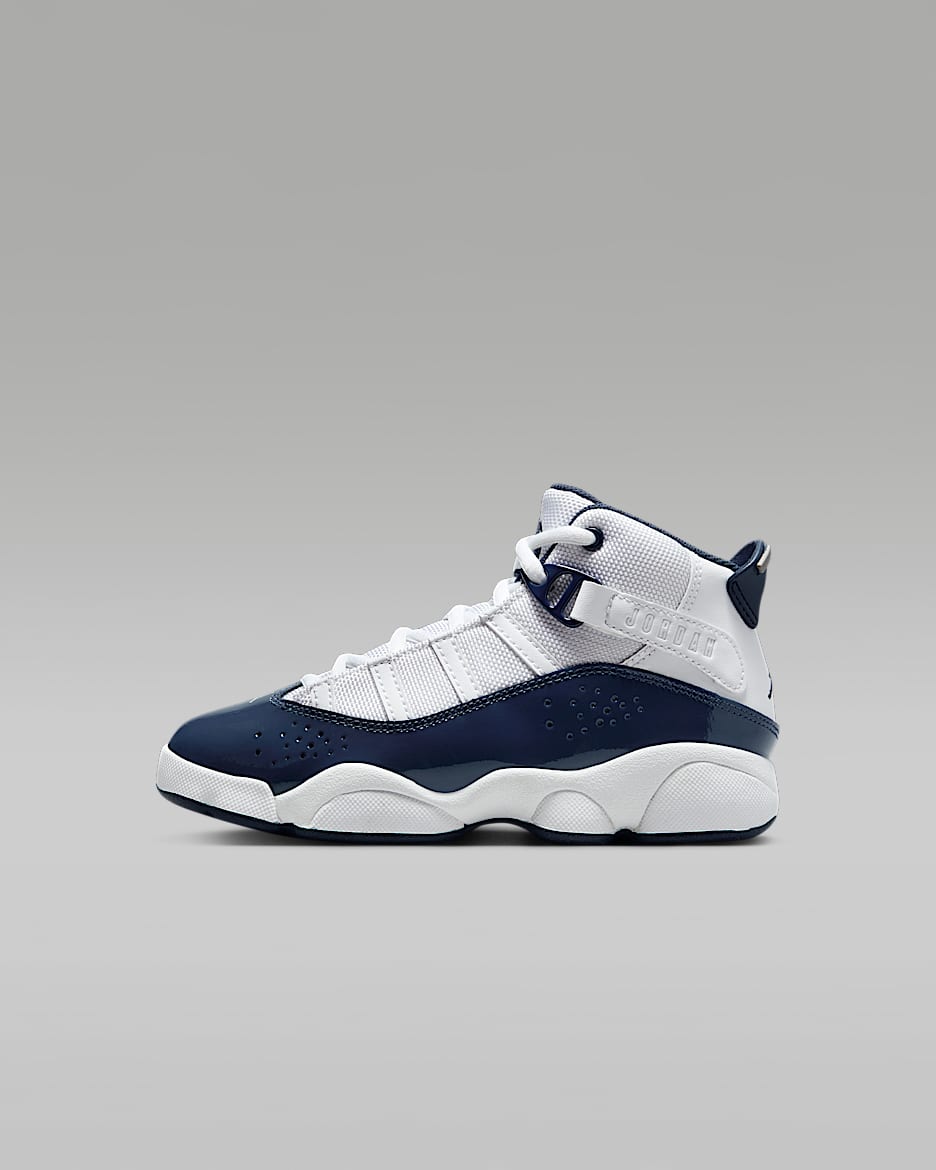 Jordan 6 Rings Little Kids' Shoes - White/Neutral Grey/Midnight Navy