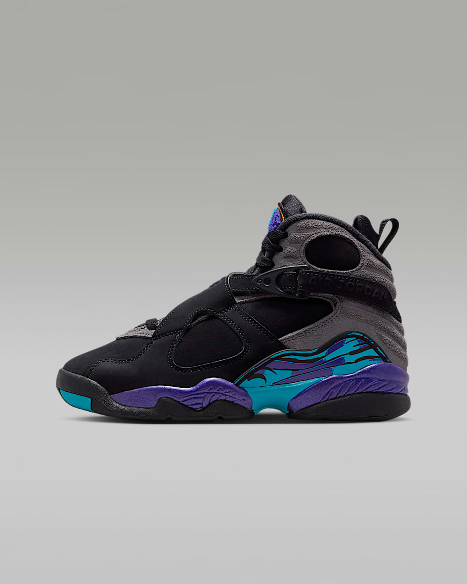 Air Jordan 8 Retro "Aqua" Big Kids' Shoes - Black/Multi-Color/Bright Concord/Multi-Color