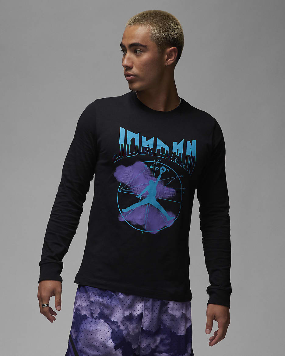 Jordan Sport Men's Long-Sleeve T-Shirt - Black/Psychic Purple/Aquatone