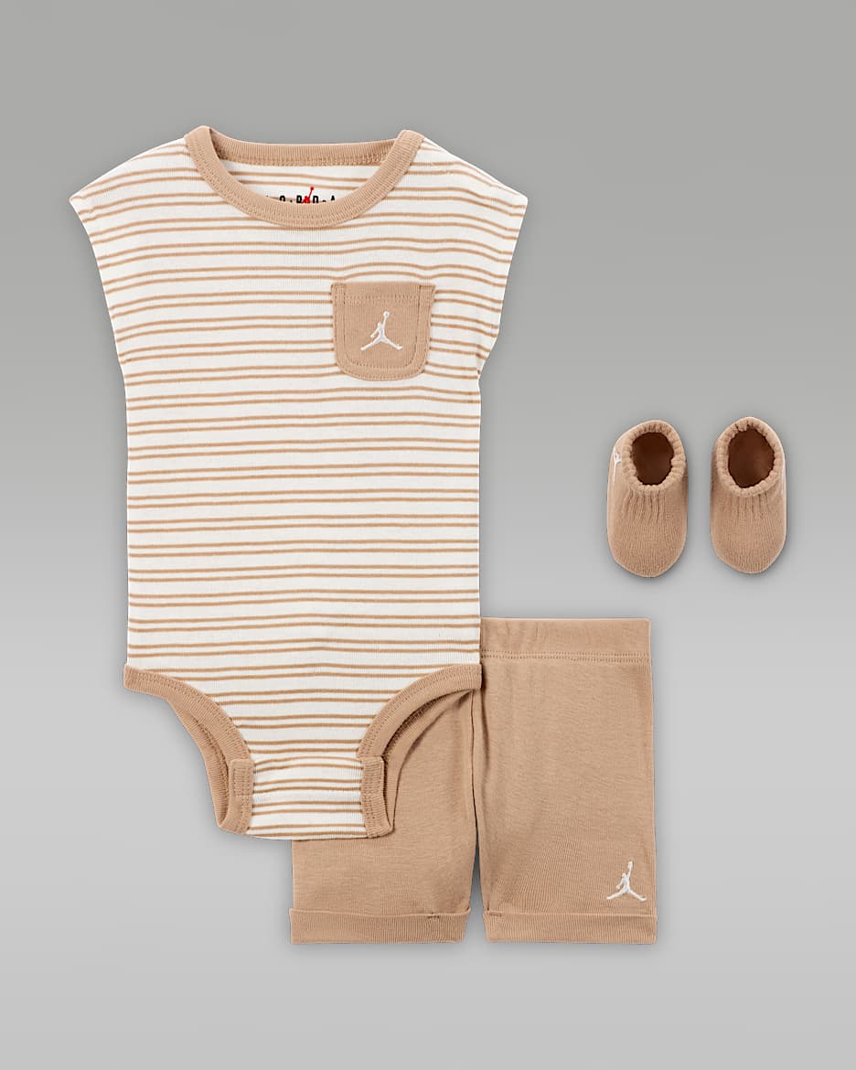 Jordan Essentials Baby Striped 3-Piece Set - Hemp