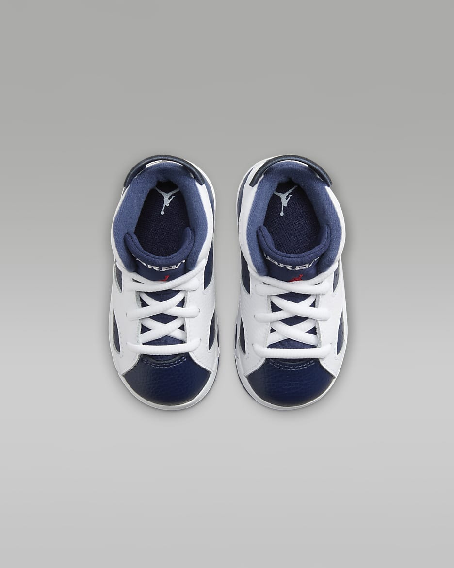 Jordan 6 Retro "White and Midnight Navy" Baby/Toddler Shoes - White/Midnight Navy/Varsity Red