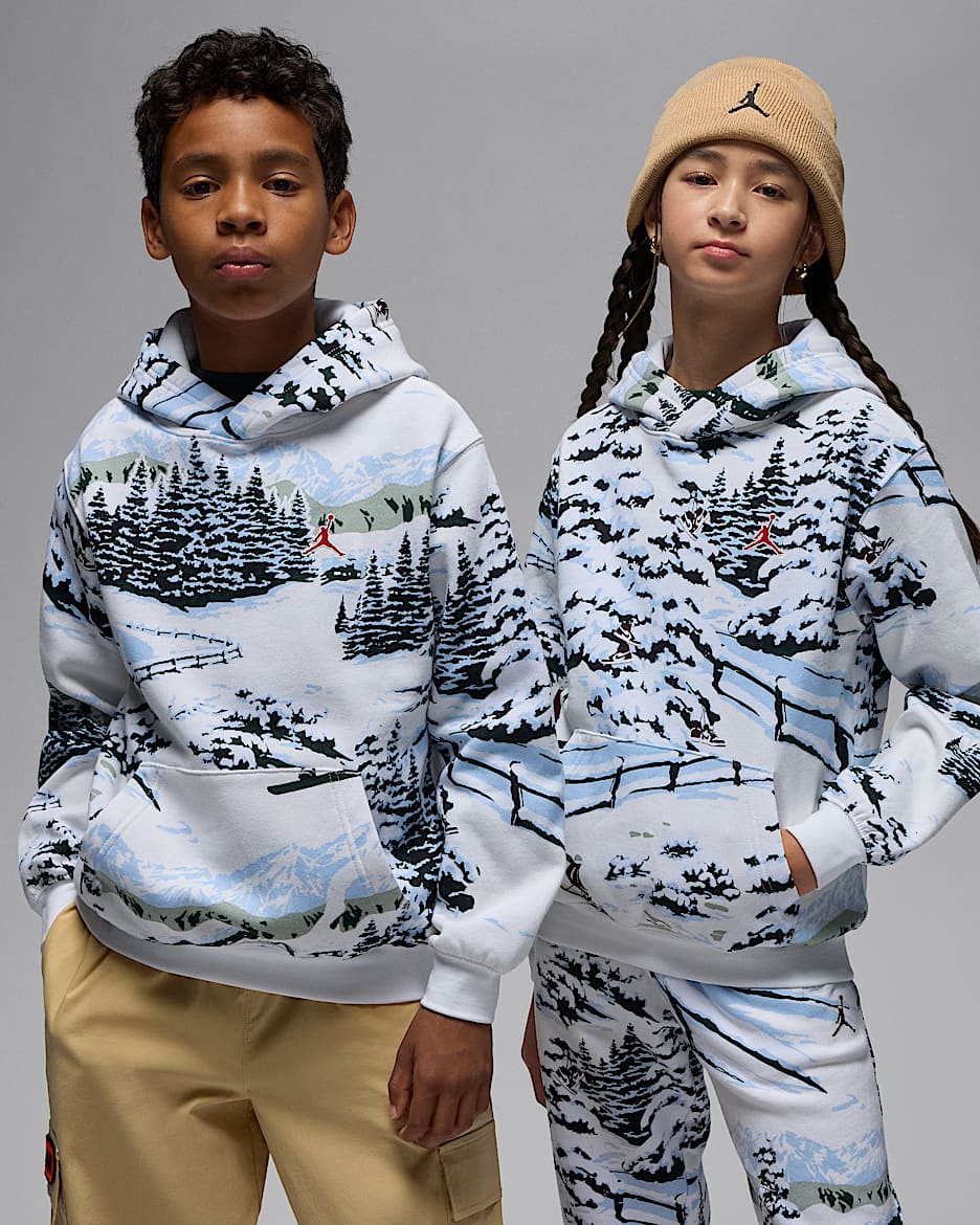 Jordan Brooklyn Fleece Big Kids' Holiday Pullover Hoodie - Sail