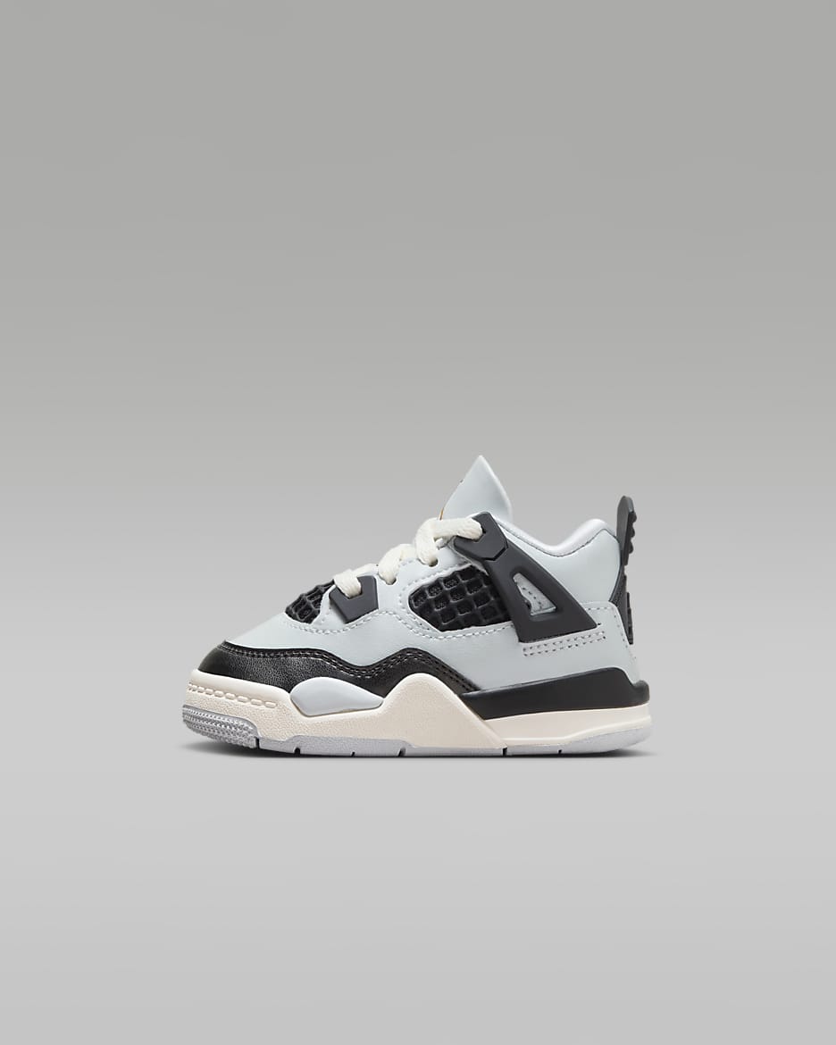 Jordan 4 Retro Baby/Toddler Shoes - Pure Platinum/Black/Sail/Metallic Gold