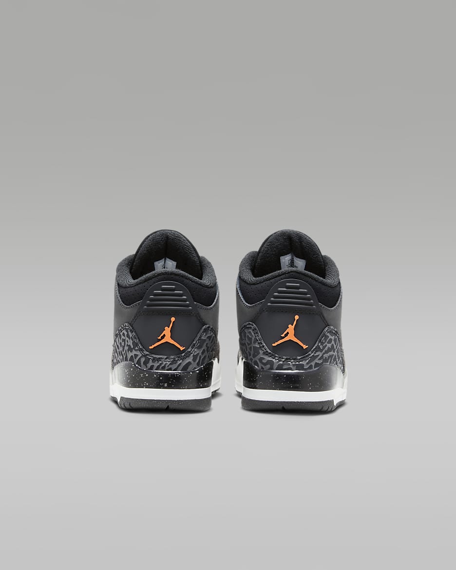 รองเท้าเด็กเล็ก Jordan 3 Retro - Night Stadium/ดำ/Flat Pewter/Total Orange