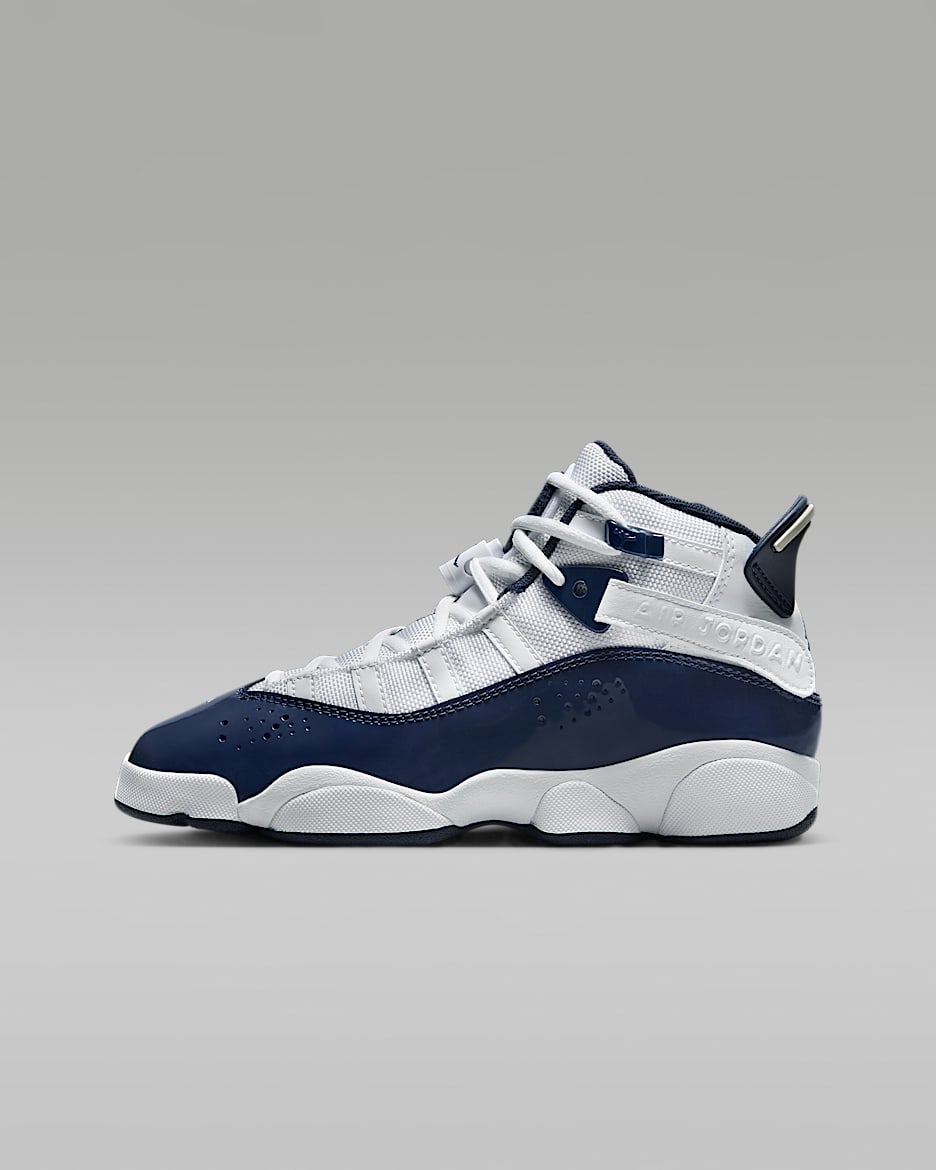 Jordan 6 Rings Big Kids' Shoes - White/Neutral Grey/Midnight Navy