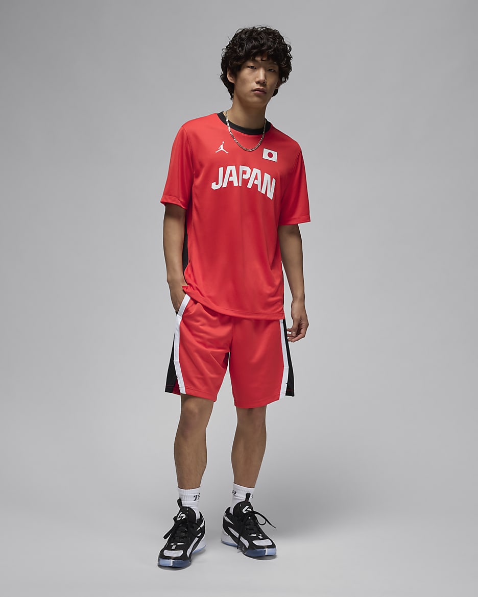 Japan Men's Jordan Dri-FIT ADV Basketball Warm-Up Shirt - Chile Red/Black/White