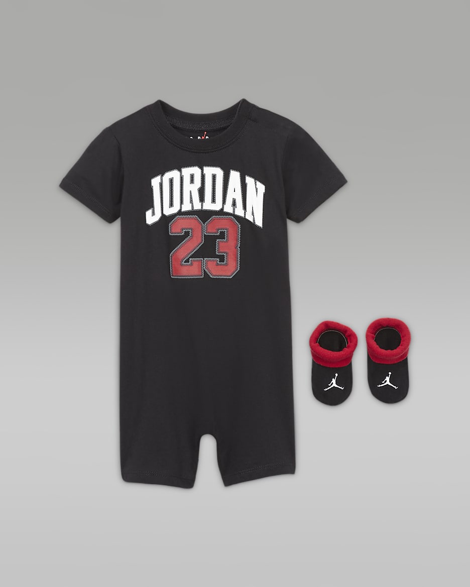 Conjunto de macacão e carapins Jordan para bebé - Preto