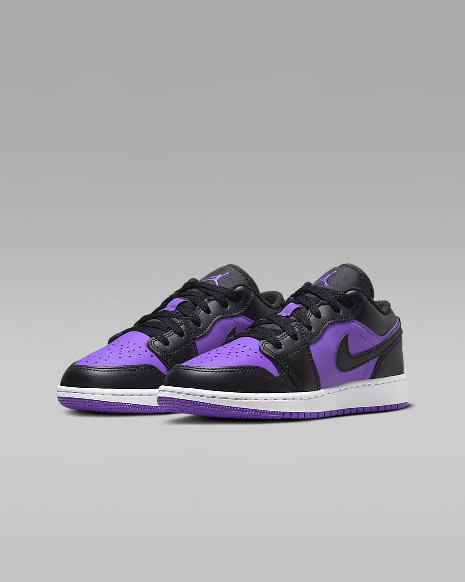 Air Jordan 1 Low Older Kids' Shoes - Purple Venom/White/Black