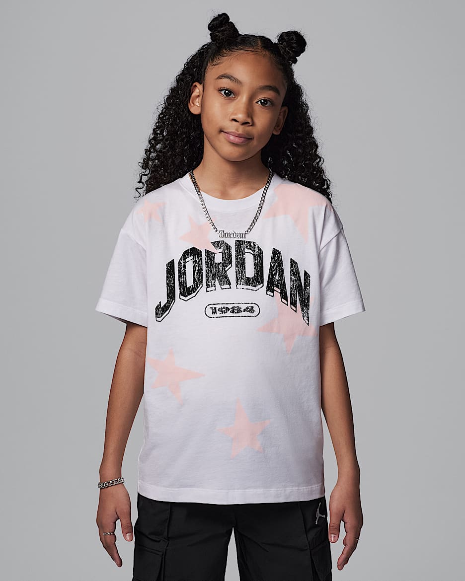 Jordan Big Kids' Six Flowers T-Shirt - White