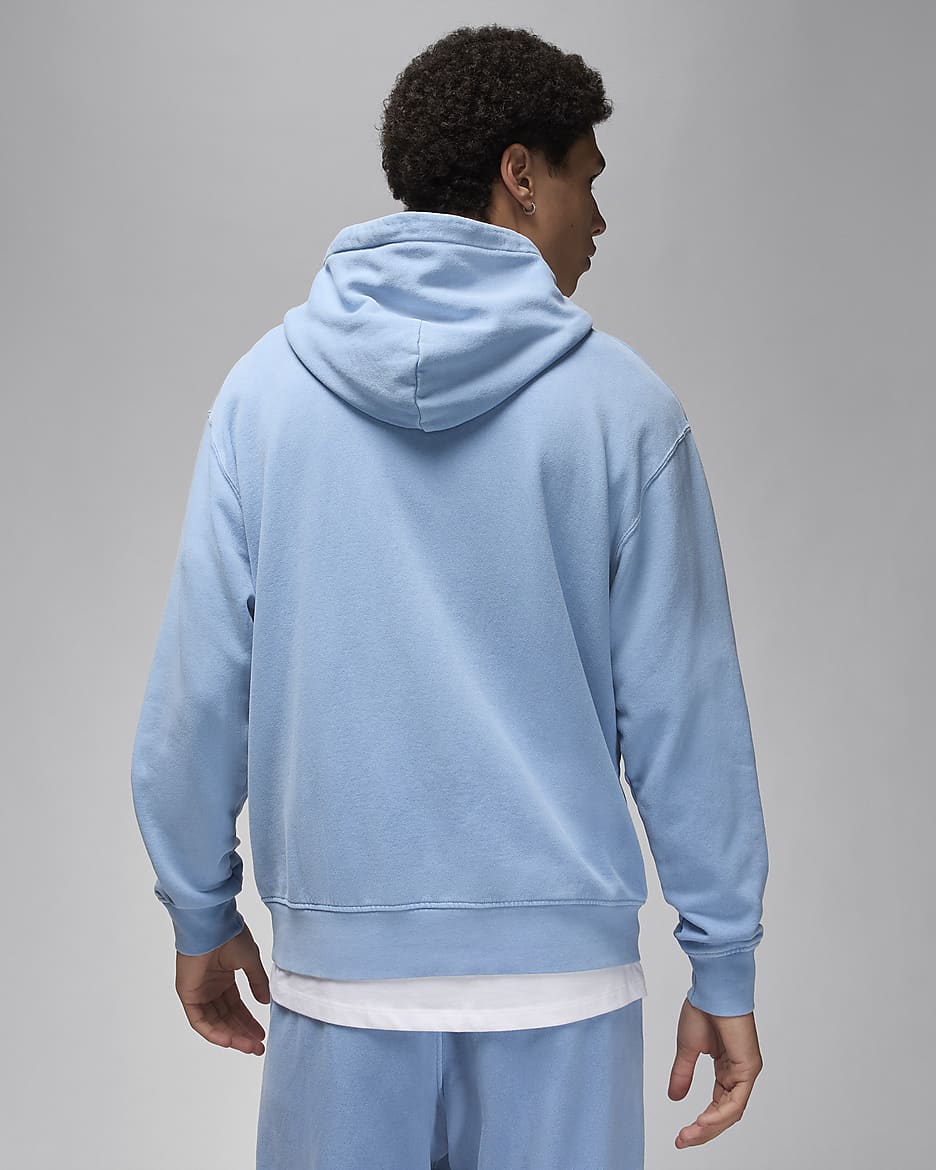 Jordan Flight Fleece Men's Washed Pullover Hoodie - Blue Grey