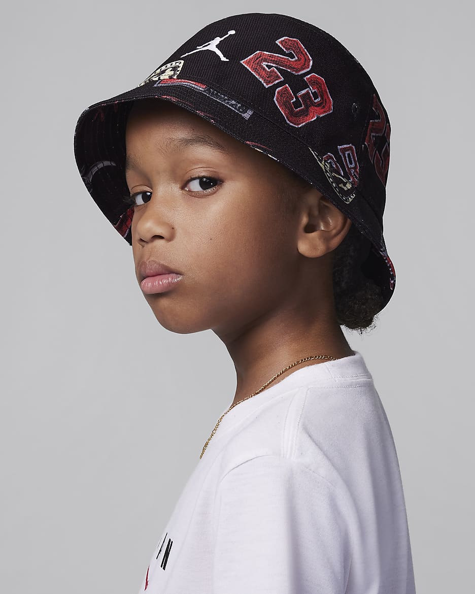 Gorro tipo pescador para niños talla grande Jordan Icons - Negro