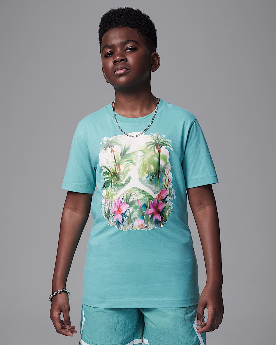Jordan Flight Essentials Big Kids' Poolside Jumpman T-Shirt - Washed Teal