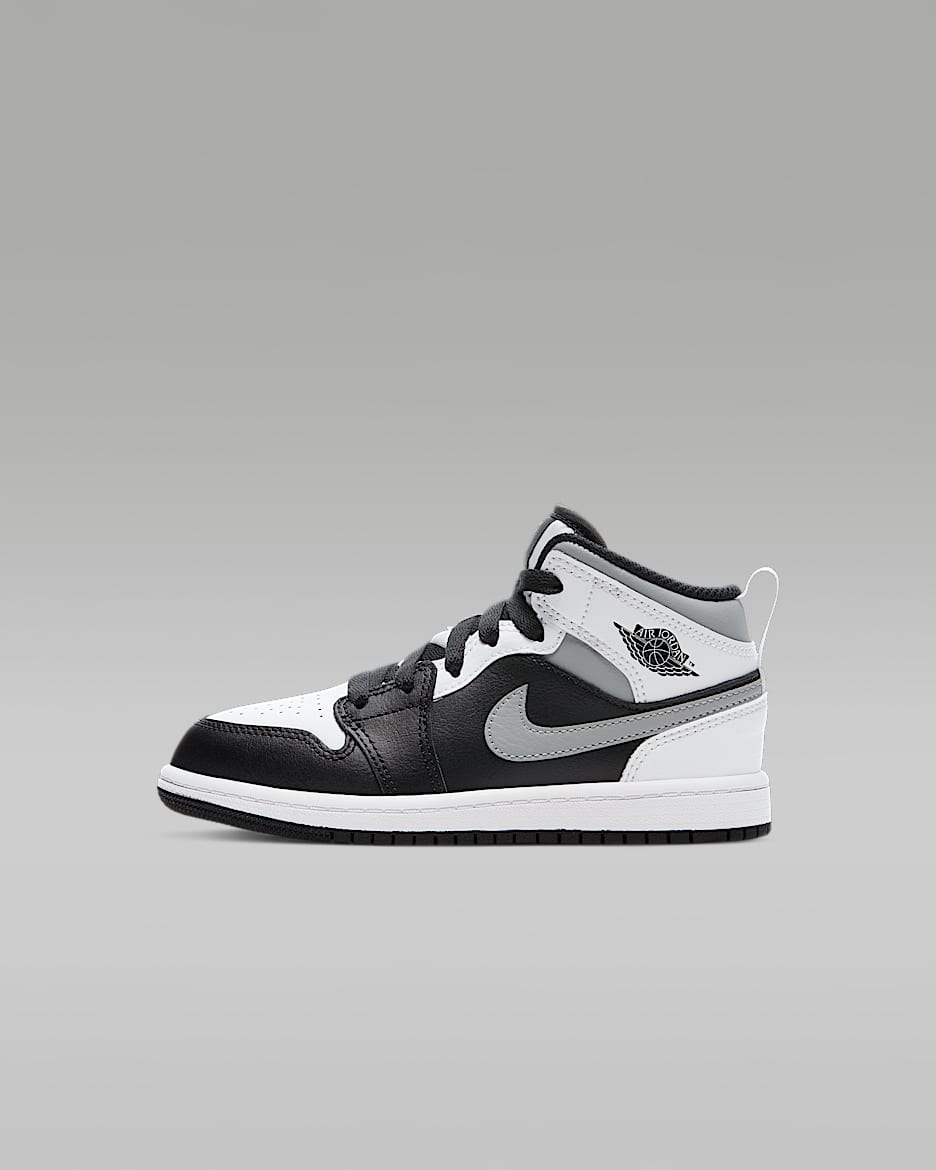 Sapatilhas Jordan 1 Mid para criança - Preto/Cinzento Smoke claro/Branco