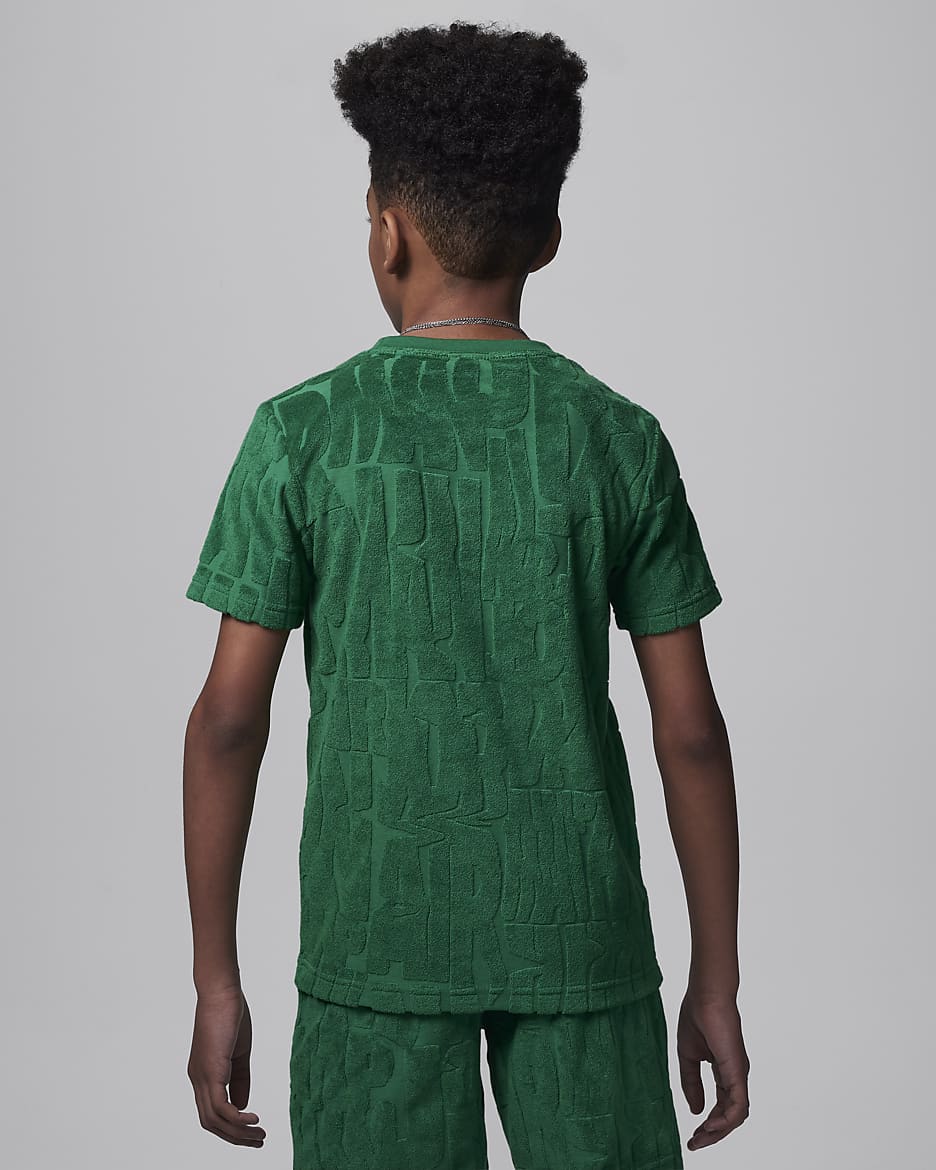 Jordan Fuel Up, Cool Down Big Kids' Printed Terry T-Shirt - Pine Green