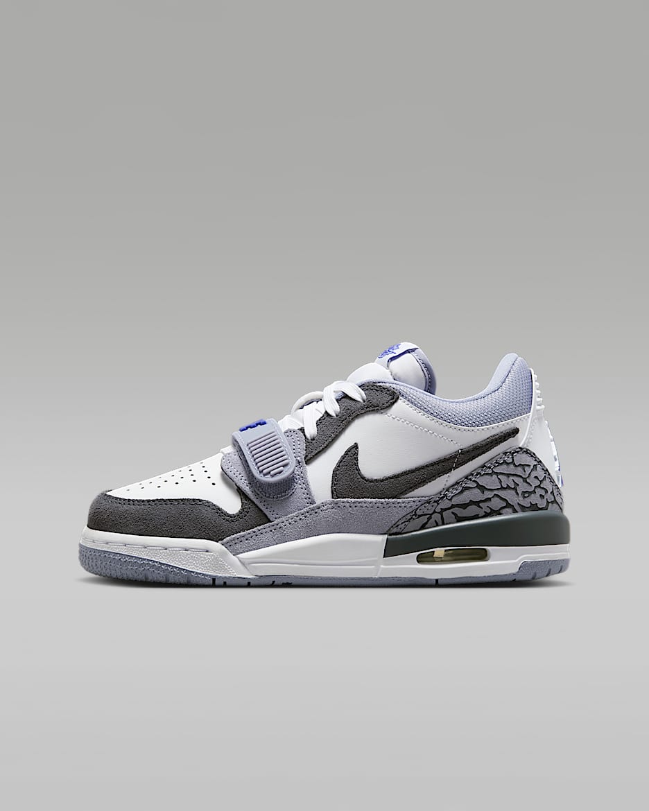 Tenis para niños grandes Air Jordan Legacy 312 Low - Blanco/Índigo neblina/Morado cometa/Gris azul oscuro