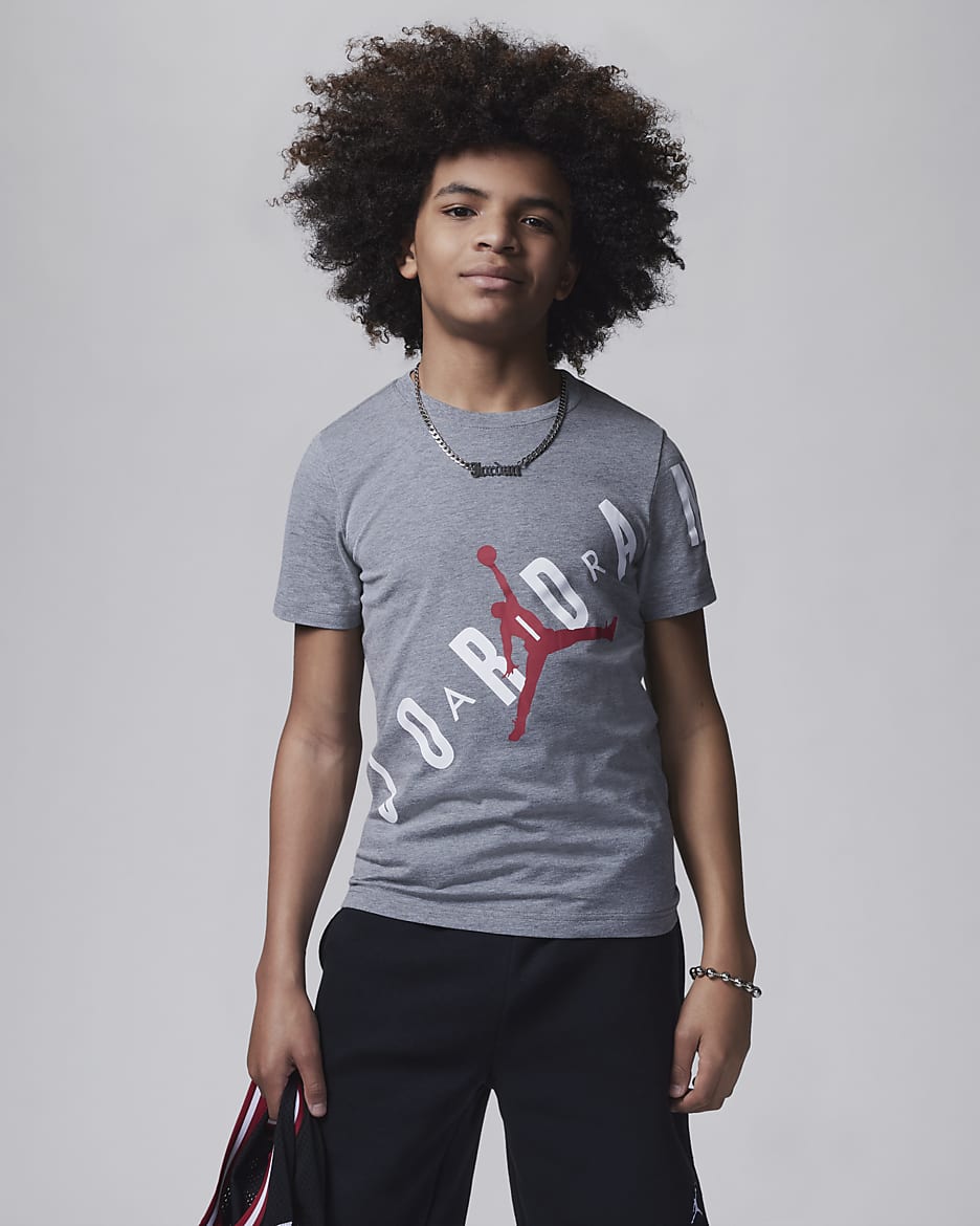 Playera para niños talla grande Jordan - Carbono jaspeado/Blanco