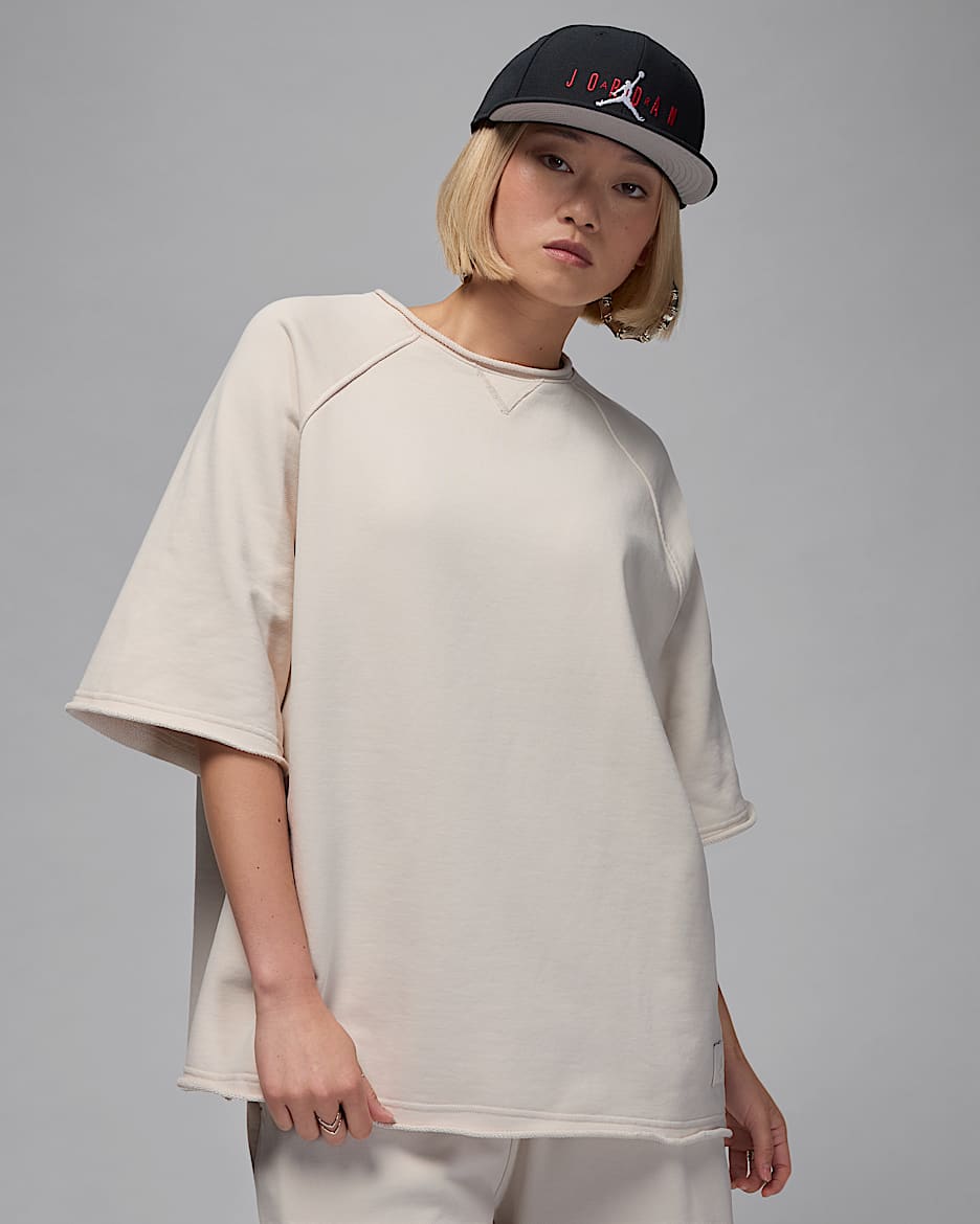 Jordan Flight Fleece 女款寬版短袖毛圈布上衣 - Light Orewood Brown/Rattan