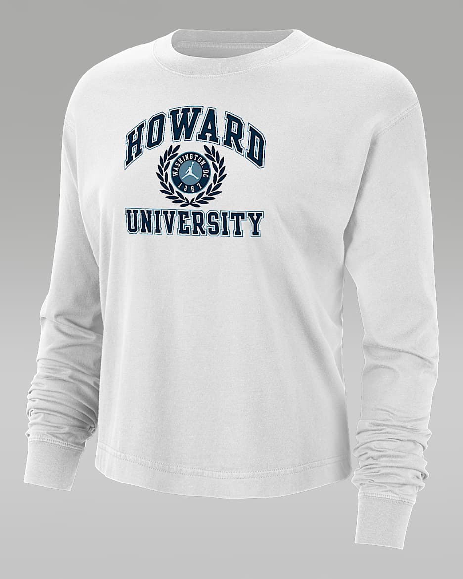 Playera de manga larga universitaria Jordan para mujer Howard - Blanco