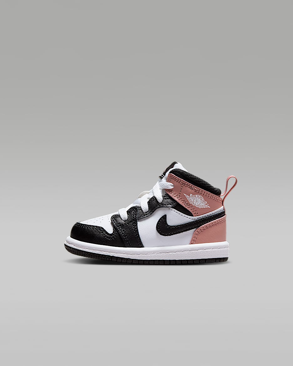 Skor Jordan 1 Mid för baby/små barn - Vit/Rust Pink/Svart