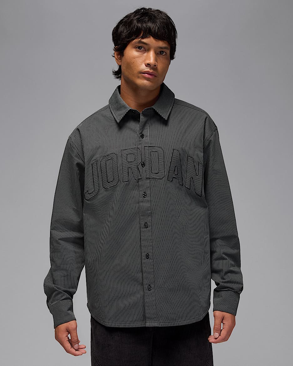 Jordan Flight Men's Oxford Long-Sleeve Top - Black/Iron Grey/Black