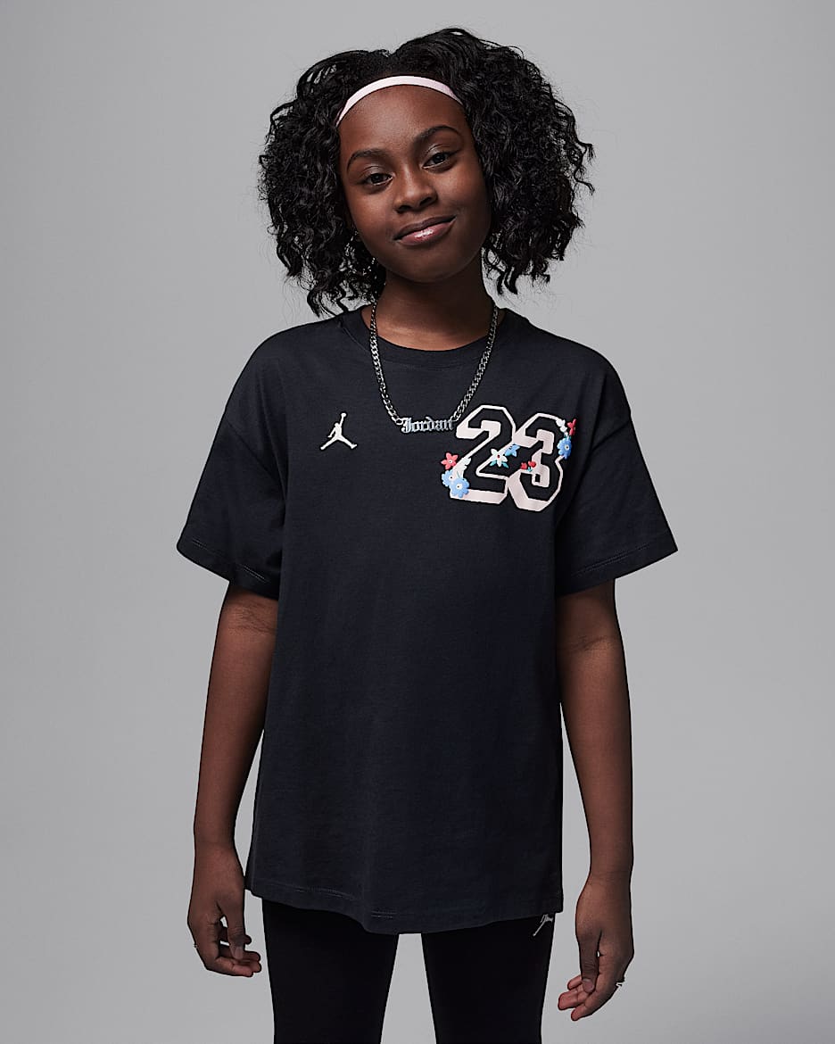 T-shirt oversize Summer Bloom Jordan – Ragazzo/a - Off Noir