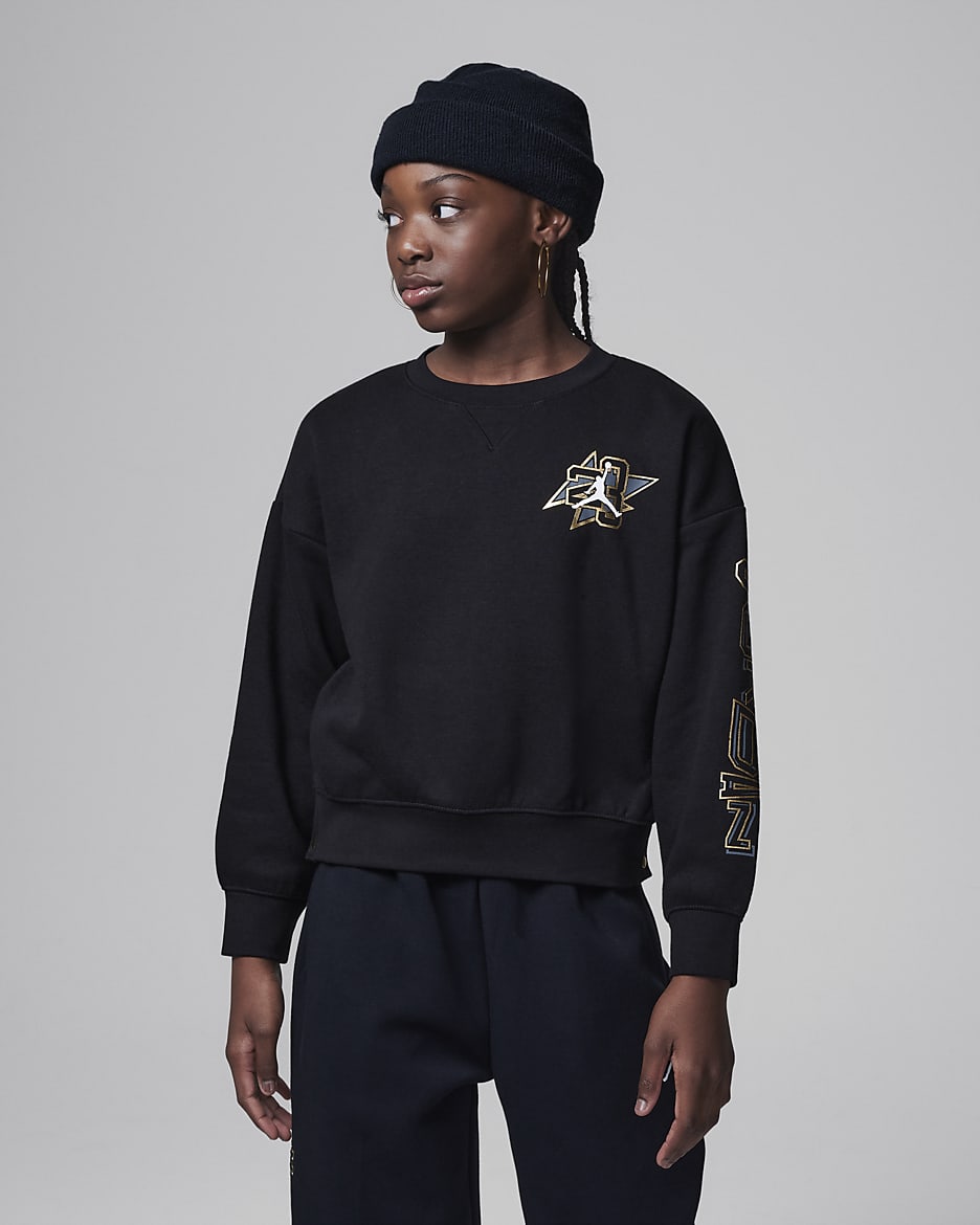 Jordan Take Flight Snap Crew Big Kids Top - Black