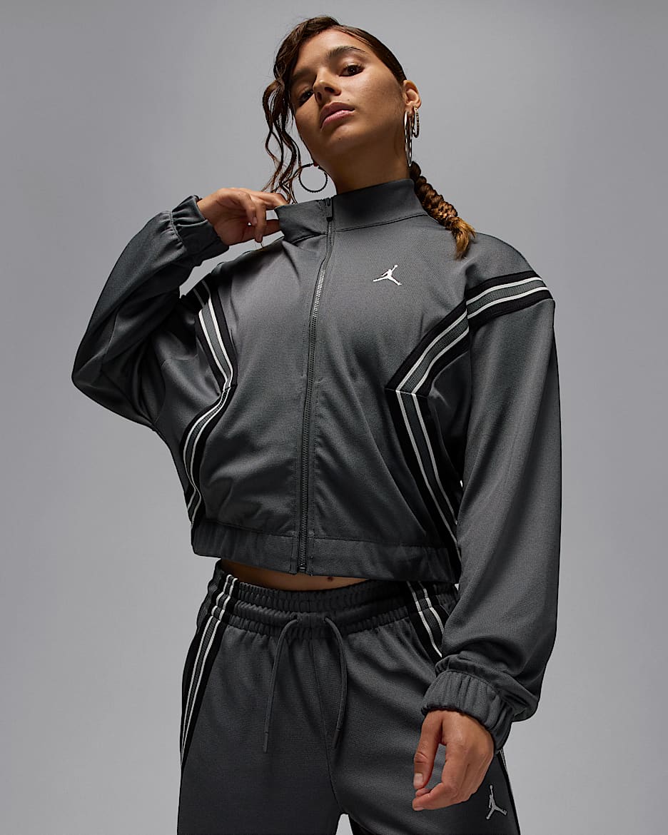 Veste de survêtement à zip Jordan Brooklyn pour femme - Iron Grey/Noir/Sail/Sail