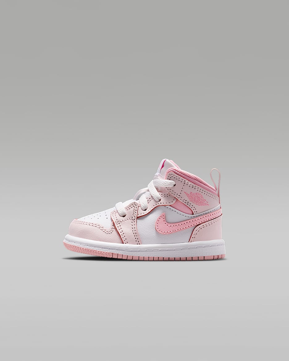 Jordan 1 Mid Baby/Toddler Shoes - Pearl Pink/White/Medium Soft Pink