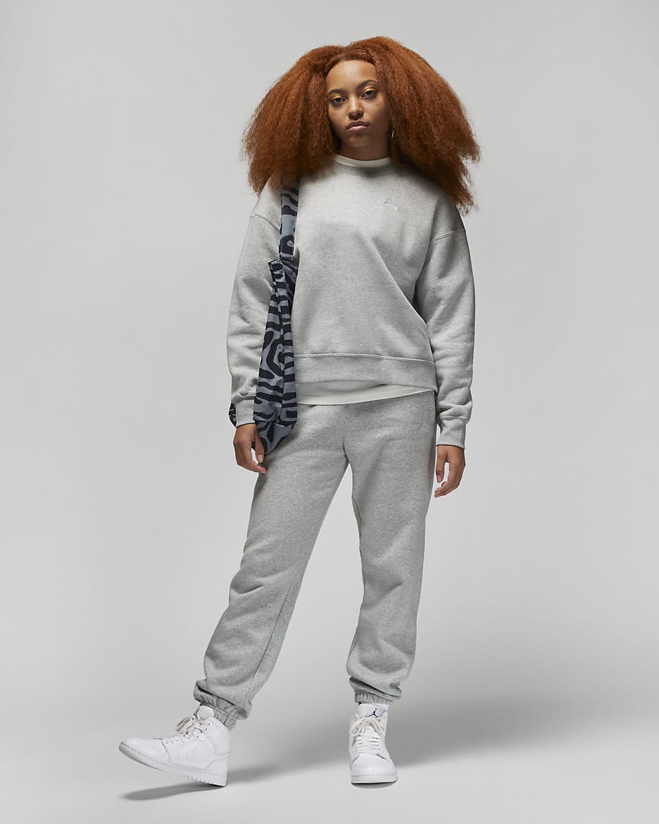 Sweatshirt de gola redonda Jordan Brooklyn Fleece para mulher - Cinzento Heather escuro/Branco