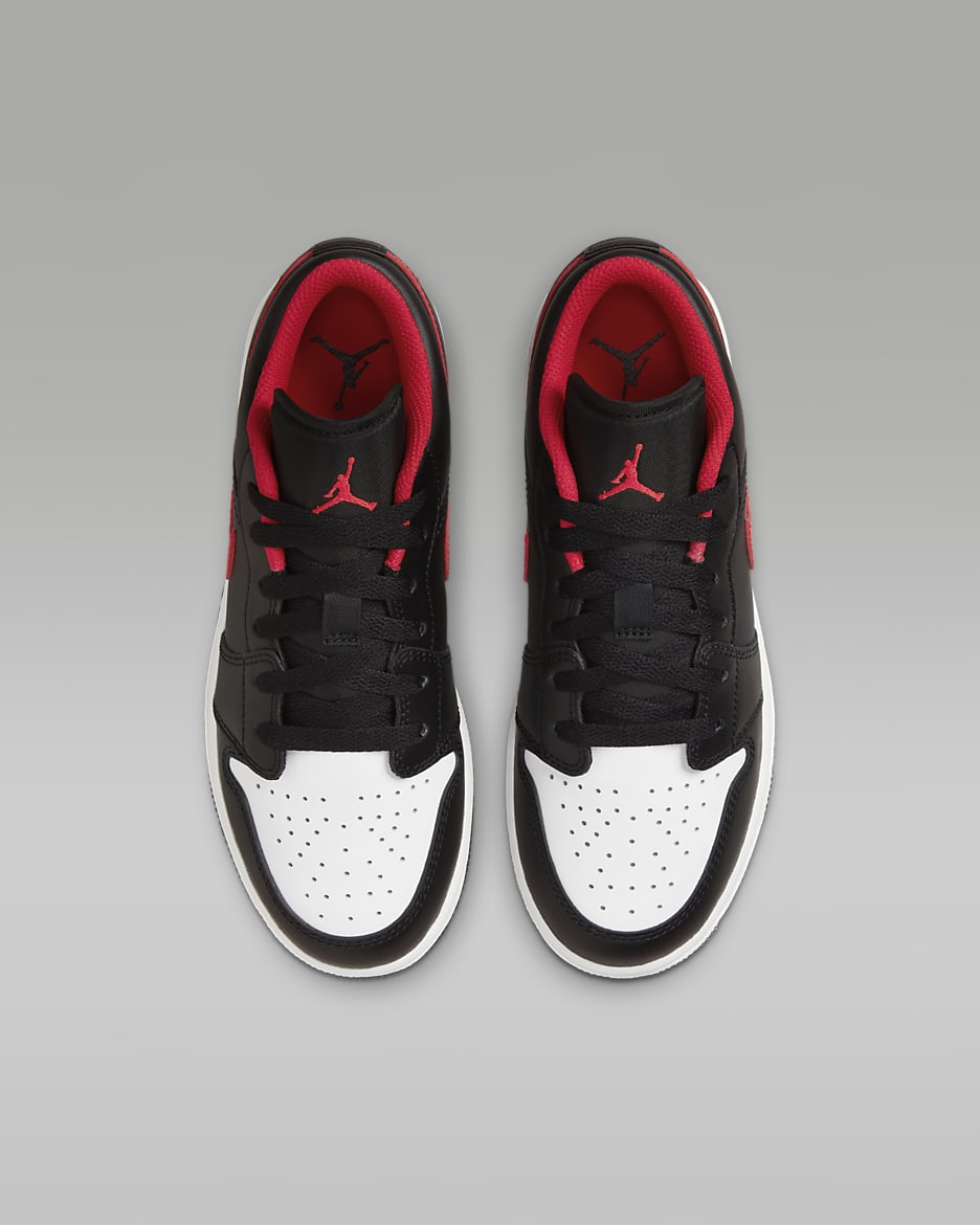 Air Jordan 1 Low Older Kids' Shoes - Black/White/Fire Red