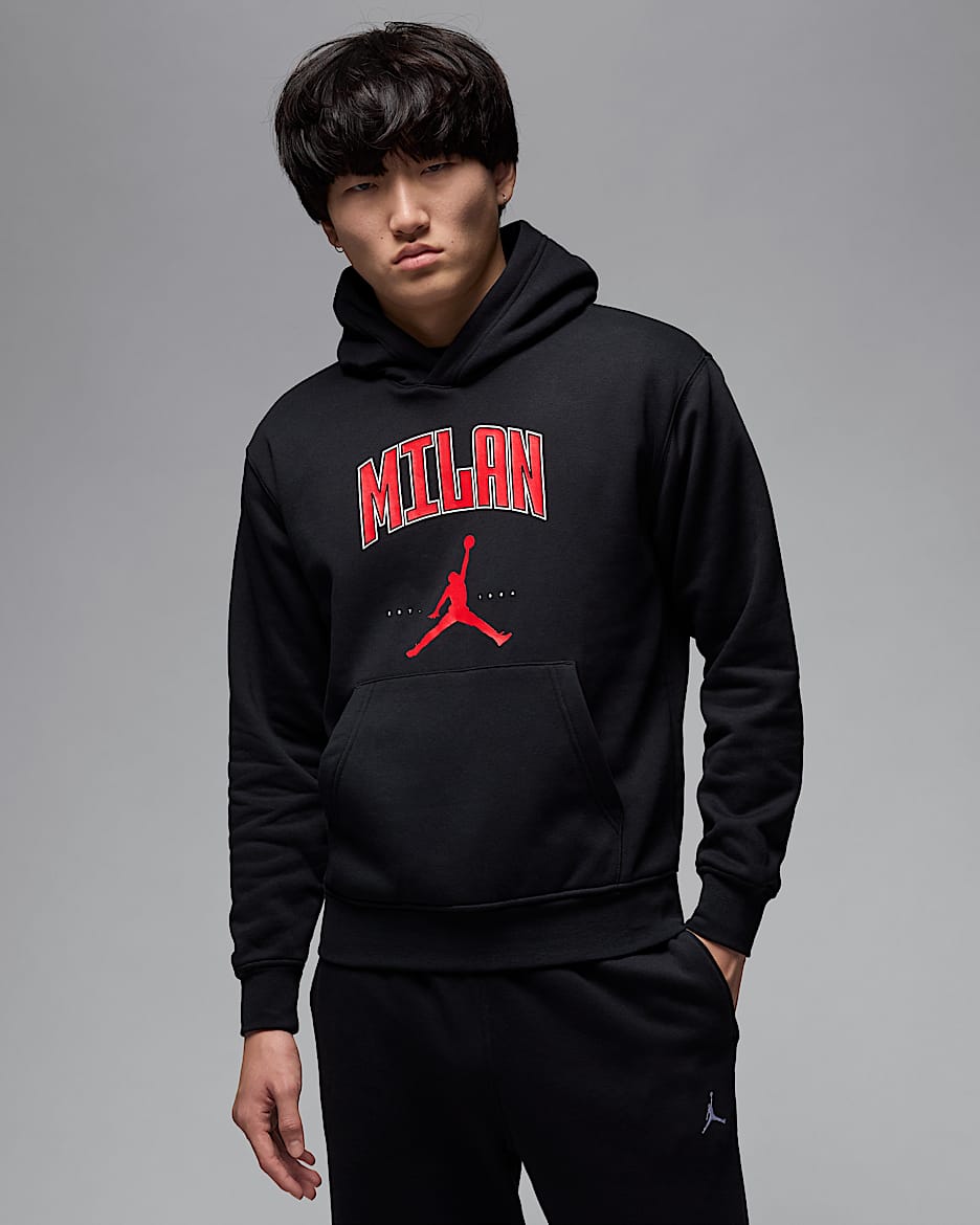 Felpa pullover in fleece con cappuccio Milan Jordan – Uomo - Nero