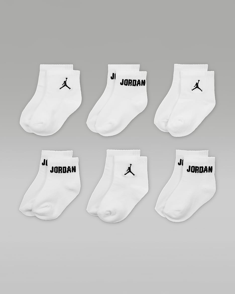 Jordan Everyday Essentials Baby/Toddler Ankle Socks (6 Pairs) - White