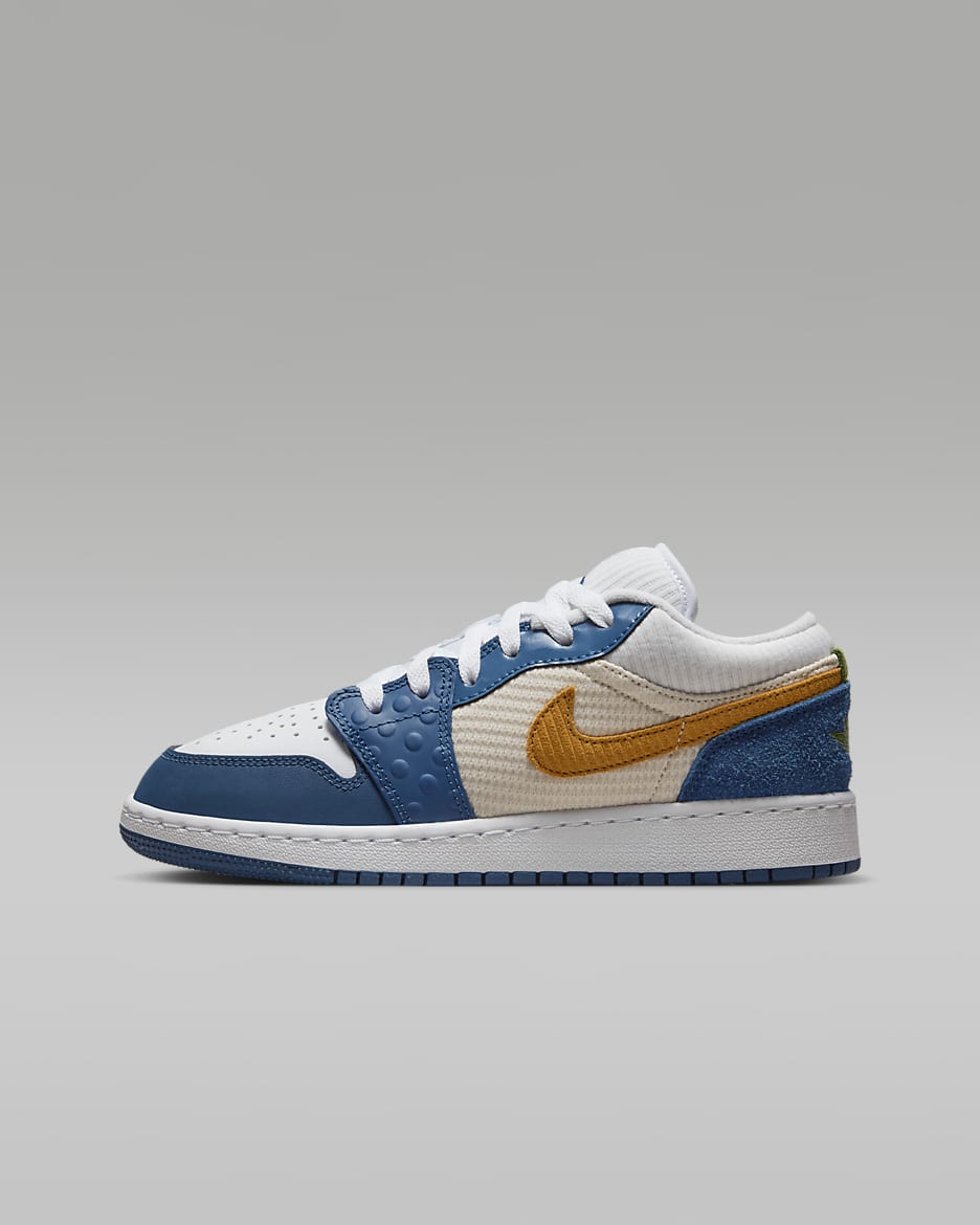 Air Jordan 1 Low SE Older Kids' Shoes - French Blue/White/Gym Red/Chutney