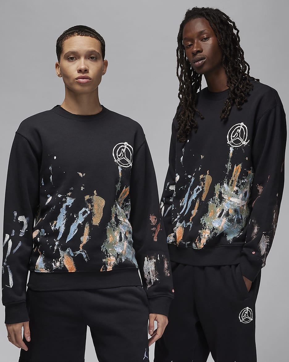 เสื้อวอร์มคอกลมผ้าฟลีซ Jordan Artist Series by Jammie Holmes - ดำ