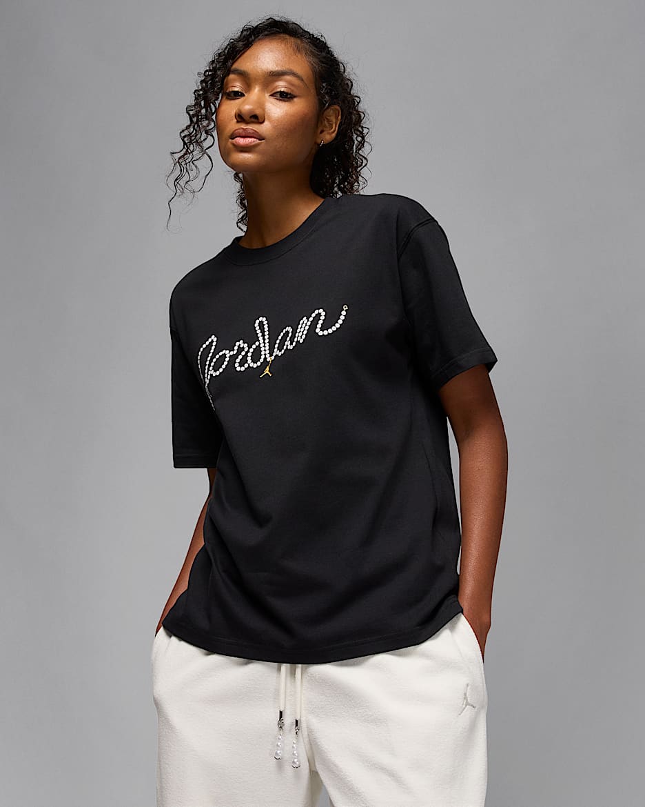 Jordan Brooklyn T-shirt voor dames - Zwart/Wit