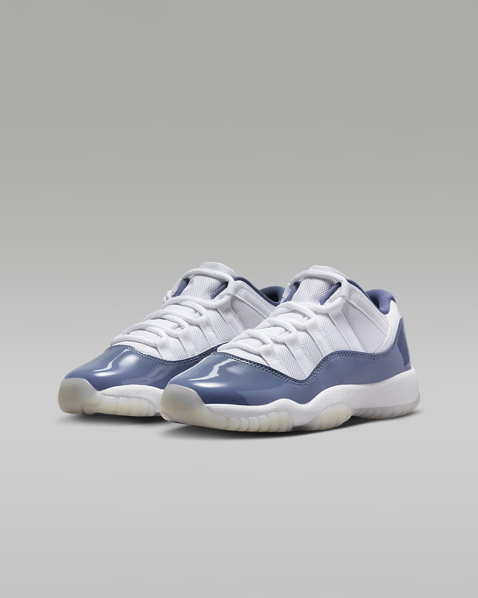 Tenis para niños grandes Air Jordan 11 Retro Low "Diffused Blue" - Blanco/Azul difuso/Gris fútbol/Azul marino medianoche