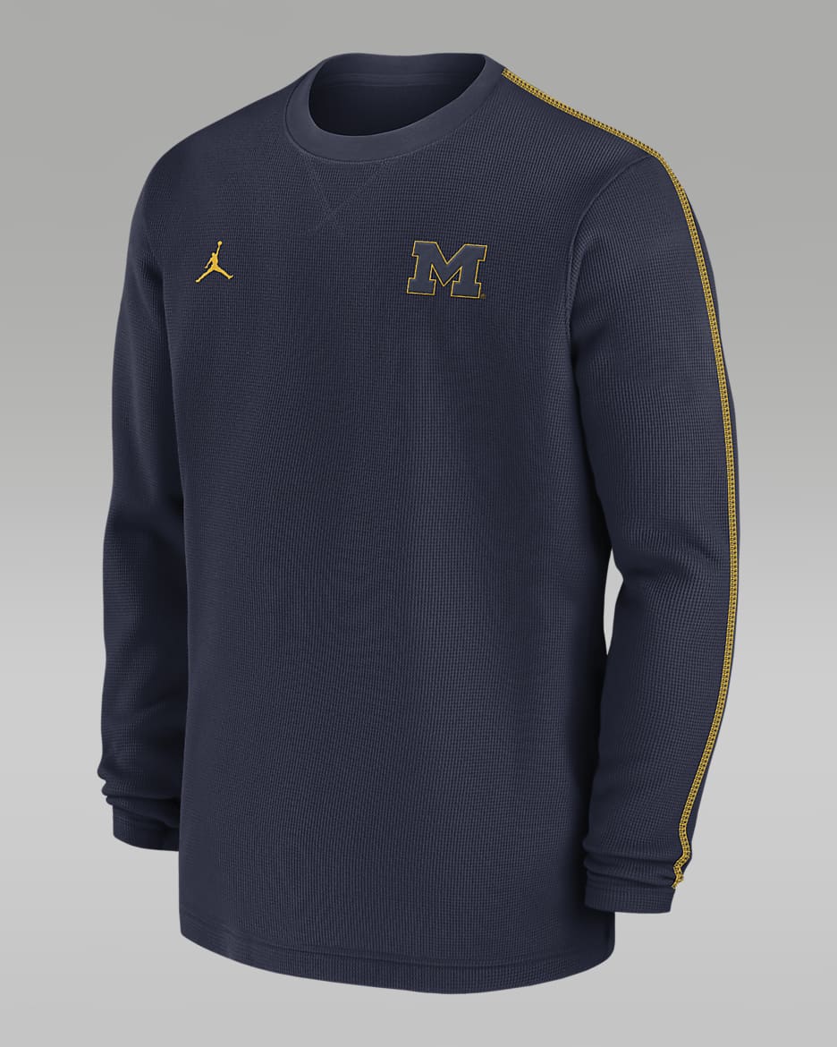 Michigan Wolverines Sideline Coach Men's Jordan College Long-Sleeve Top - College Navy