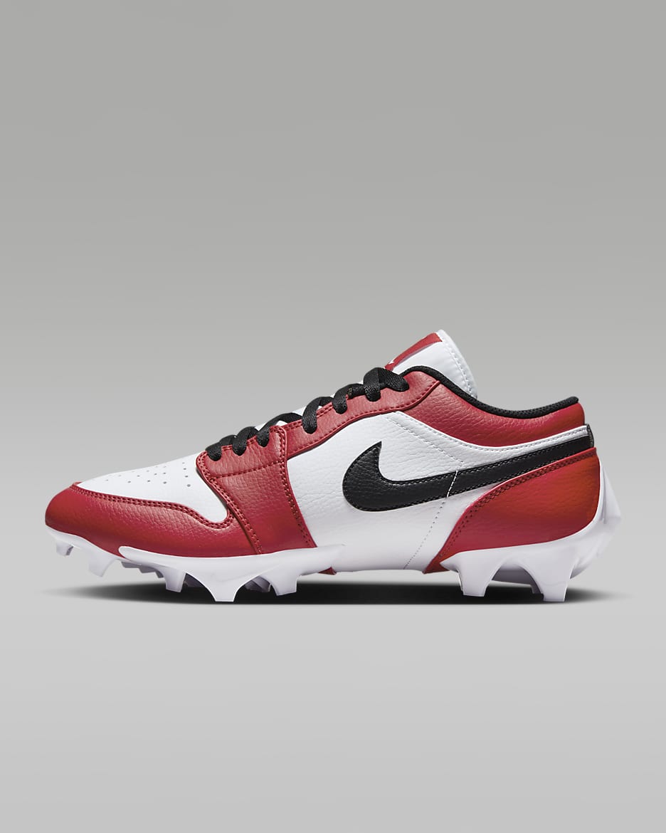 Jordan 1 Low TD Men's Football Cleat - White/Varsity Red/Black