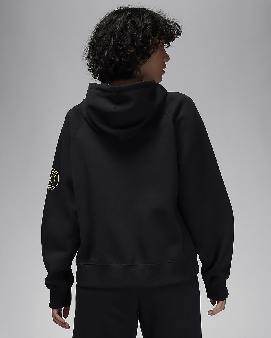 Felpa pullover da calcio con cappuccio Jordan Paris Saint-Germain Brooklyn Fleece – Donna - Nero/Antracite