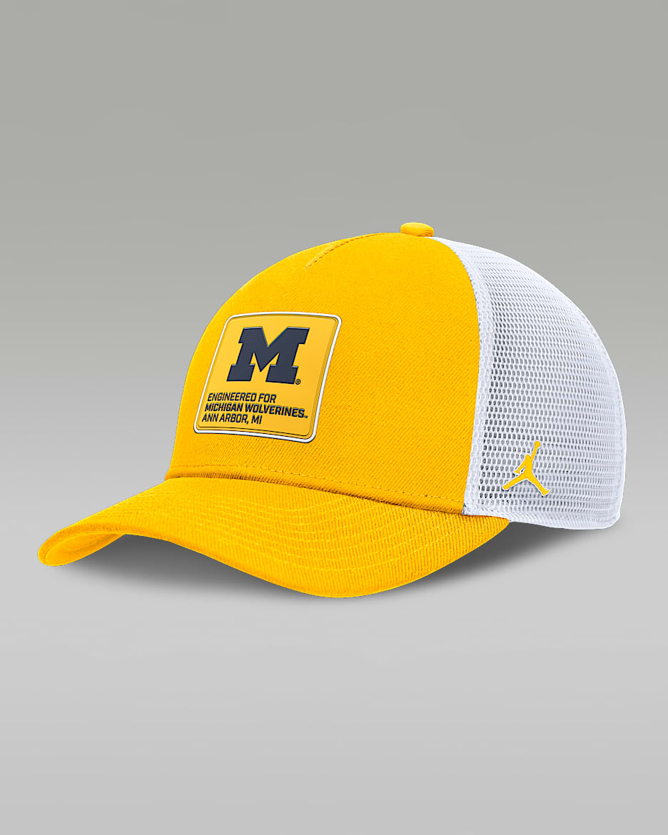 Michigan On-Field Rise Engineered Men's Jordan Brand College Trucker Adjustable Hat - Gold