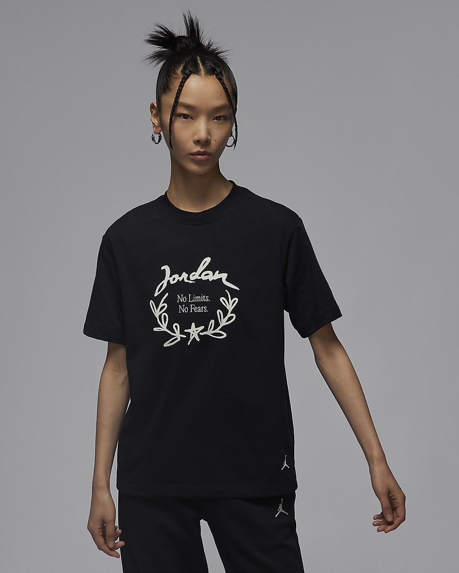 ジョーダン ウィメンズ グラフィック ガールフレンド Tシャツ - ブラック/セイル
