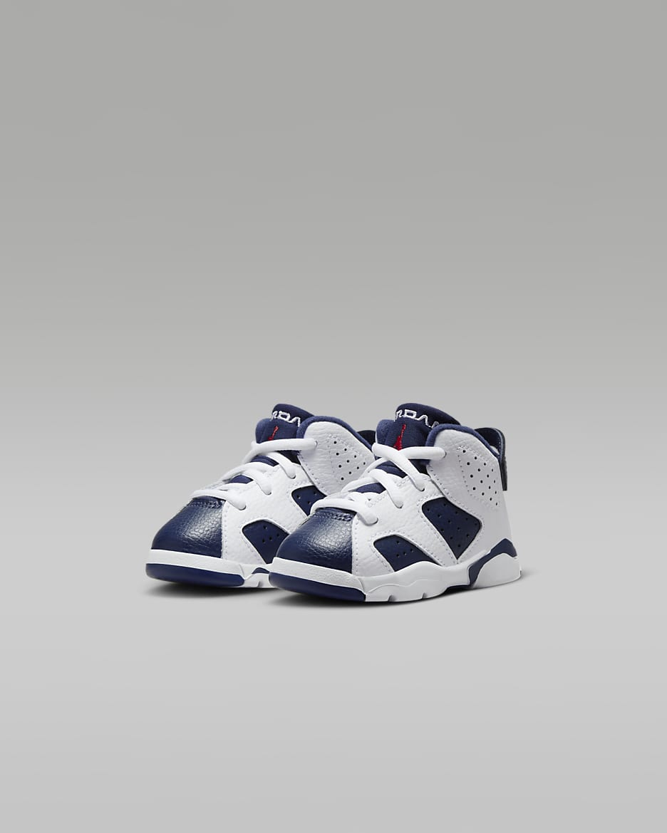 Jordan 6 Retro "White and Midnight Navy" Baby/Toddler Shoes - White/Midnight Navy/Varsity Red