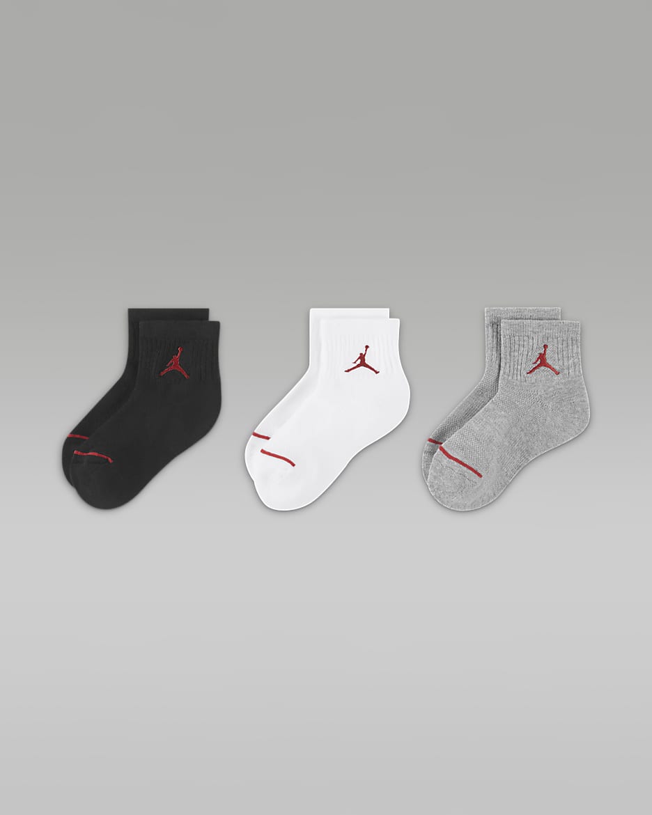 Jordan Little Kids' Ankle Socks (3 Pairs) - Dark Grey Heather