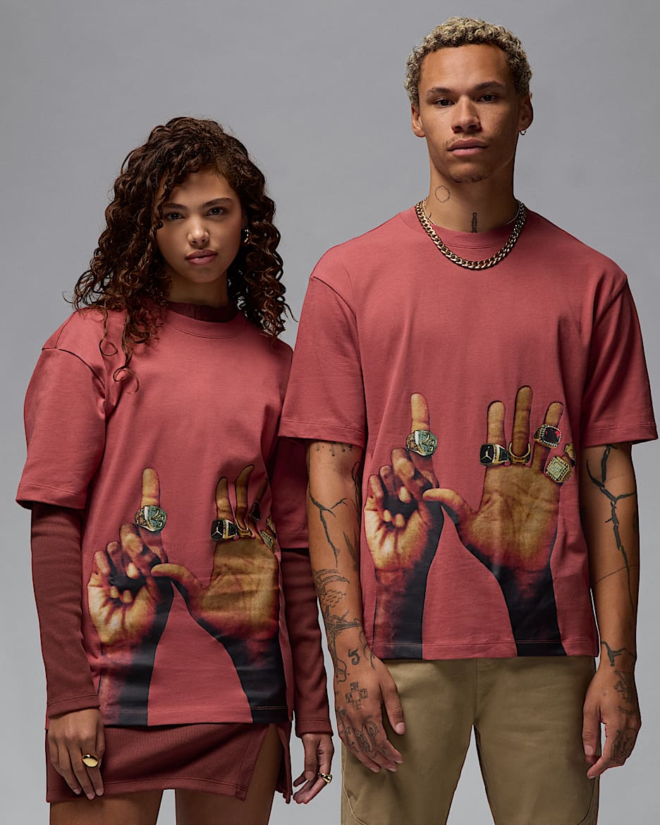 Playera con estampado de anillos para hombre Jordan Flight MVP - Cañón óxido/Negro