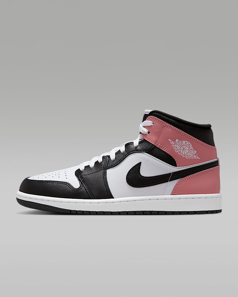Air Jordan 1 Mid Men's Shoes - White/Rust Pink/Black