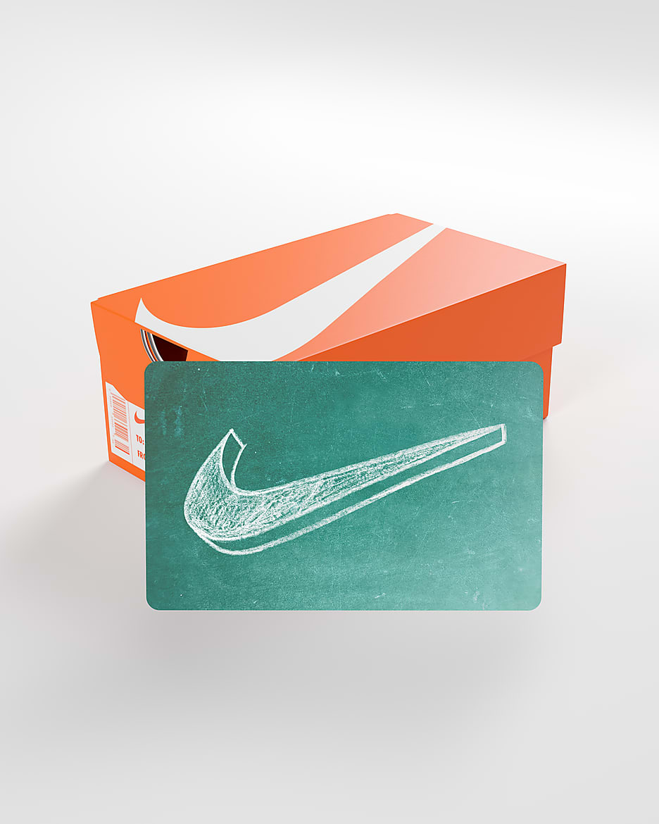 La tarjeta de regalo Nike se envía por correo en una minicaja de tenis Nike - Verde