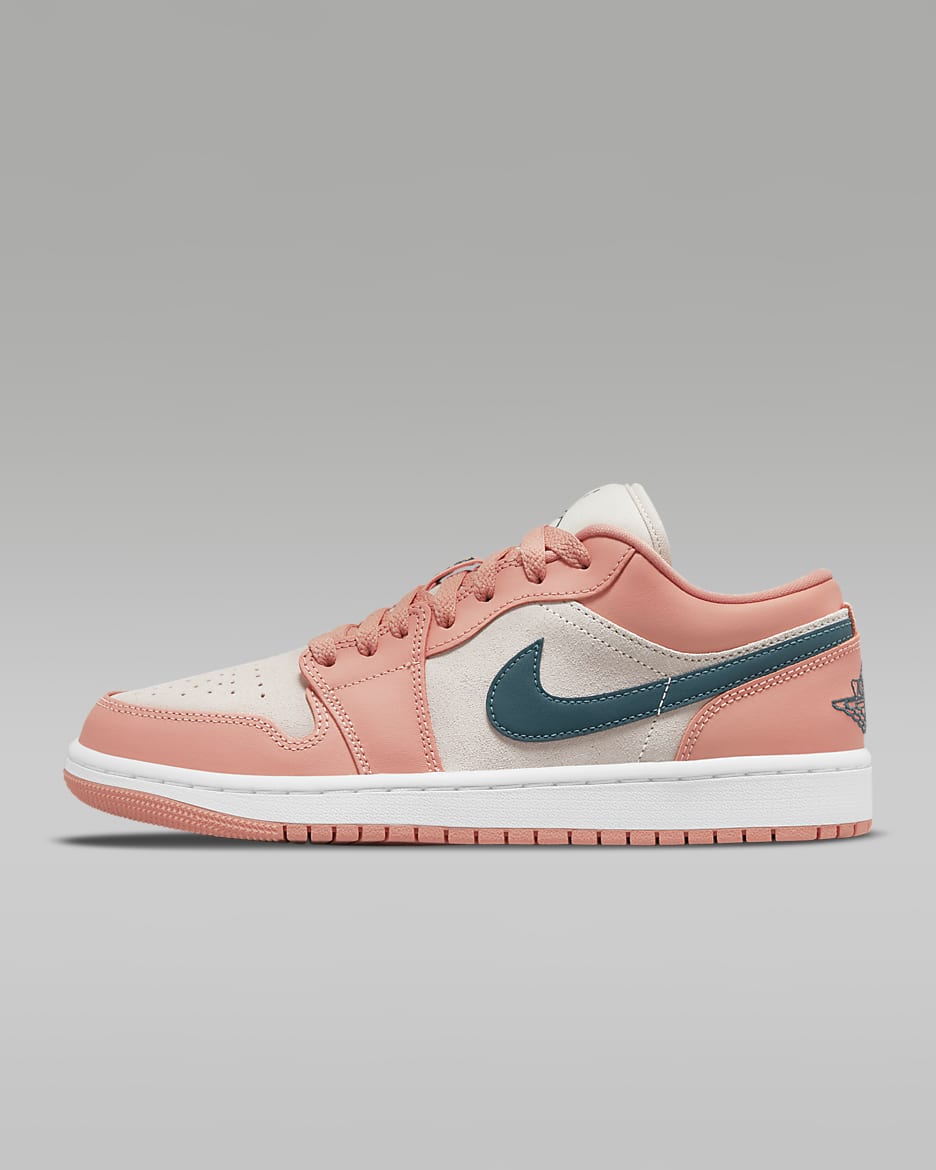 Air Jordan 1 Low Women's Shoes - Light Madder Root/Light Orewood Brown/Dark Teal Green