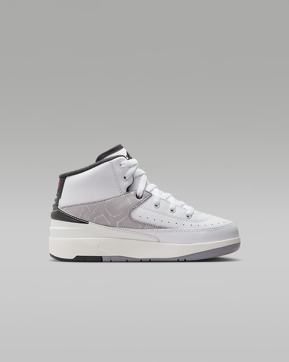 Jordan 2 Retro "Python" Little Kids' Shoes - White/Black/Sail/Fire Red