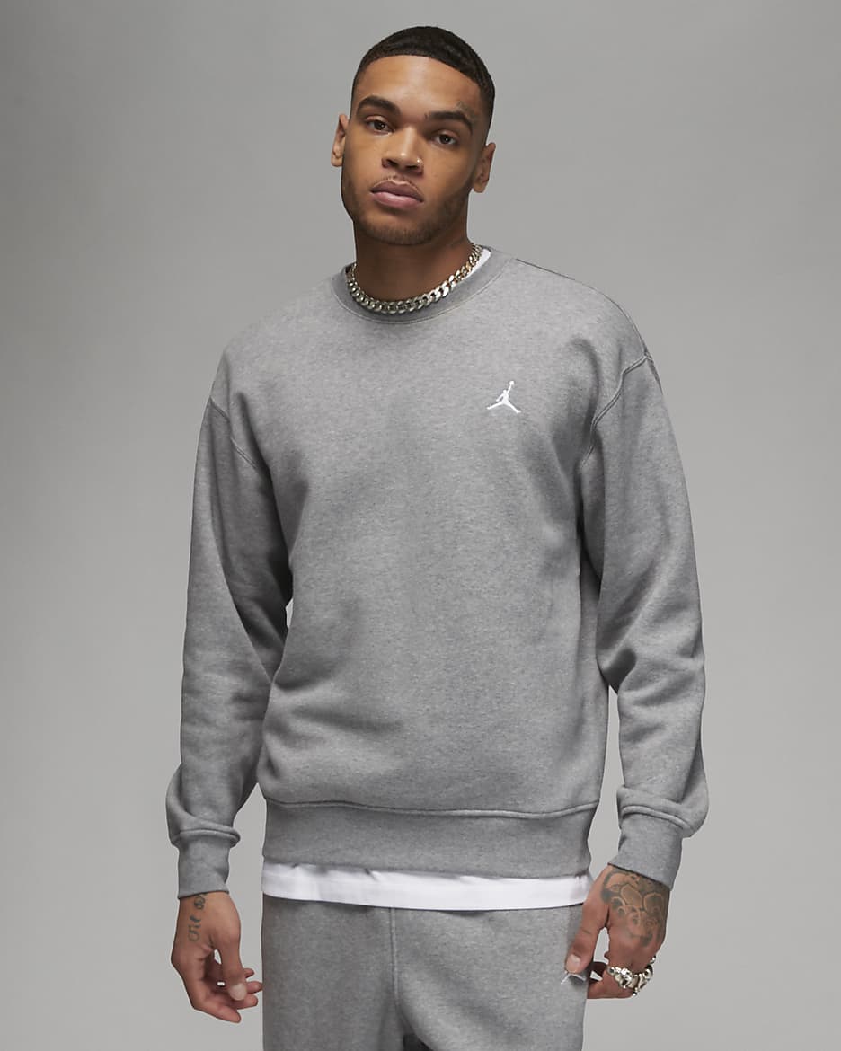 Felpa a girocollo Jordan Brooklyn Fleece – Uomo - Carbon Heather/Bianco